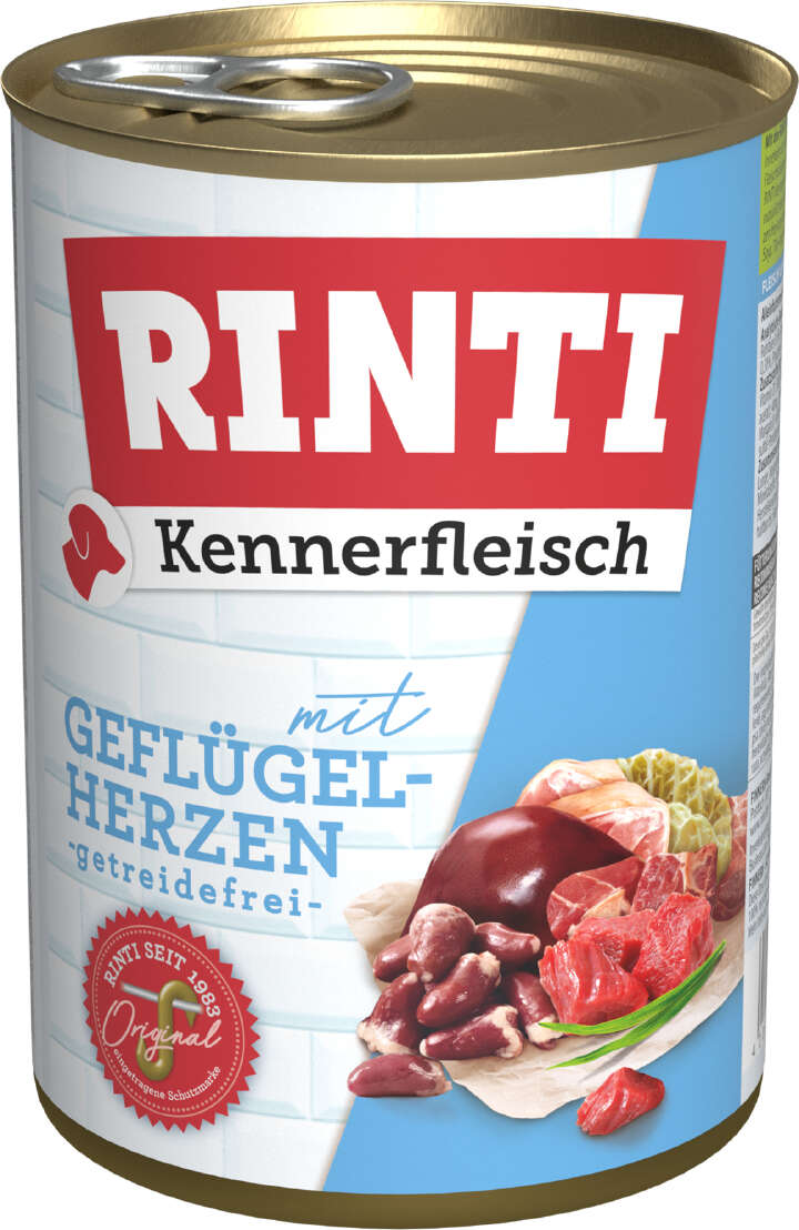 RINTI Hunde-Nassfutter Kennerfleisch mit Geflügelherz RINTI Hunde-Nassfutter Kennerfleisch mit Geflügelherz